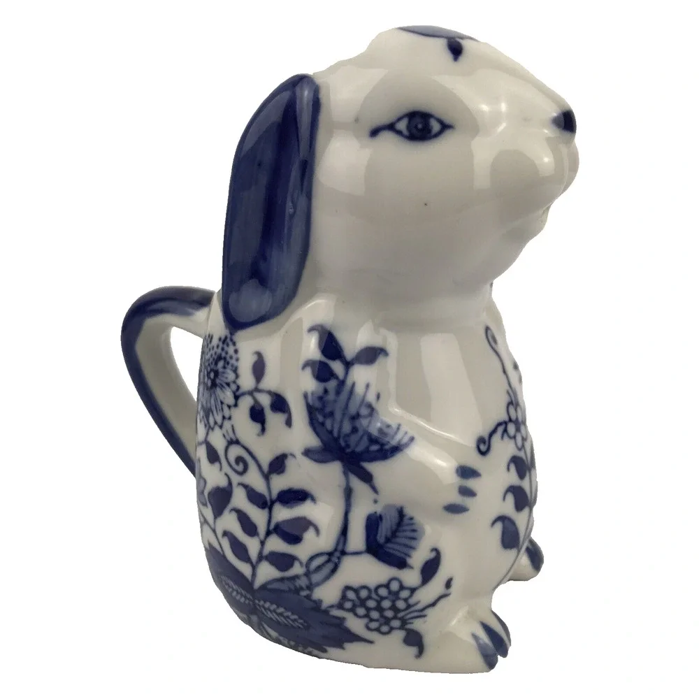 Baum Bros Formalities Bunny Rabbit Creamer Figurine White Blue Porcelain